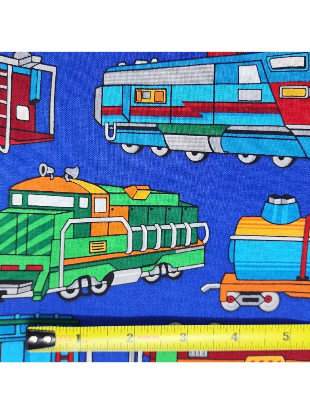 Quilting Fabric Trains Royal Blue VIP Cranston VTG Novelty Fat Quarter